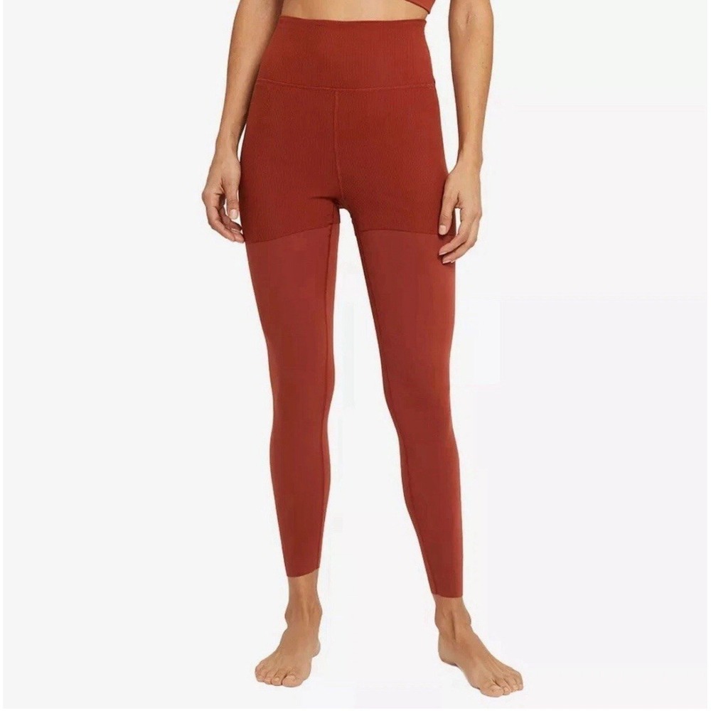 Nike Yoga Luxe Leggings Womens Small Red Stone Layered High Rise 7/8 Length New